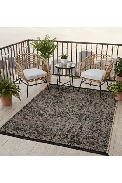 Deffino home Şönil Bej Makinada Yıkanabilir Kaymaz Taban Saçaklı Pamuklu Halı...