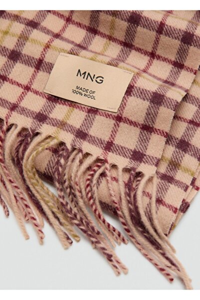 MANGO Woman Yünlü kareli şal
