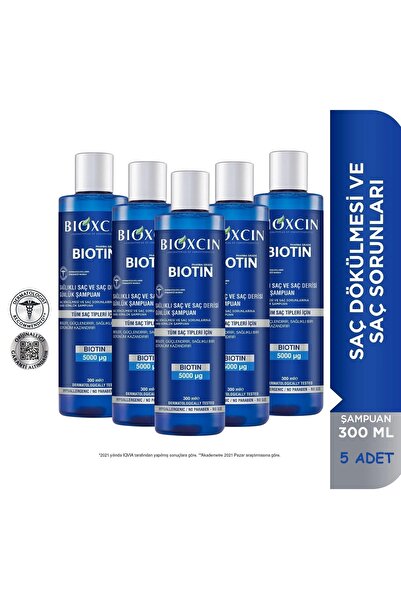 Bioxcin Biotin Şampuan 300 ml - Hassas Saç Derisi Hassas Saçlar 5'li
