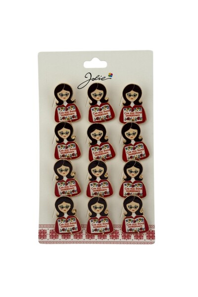 Flippy Set 12 Brose Martisor Primavara cu Mesaj Cea Mai Buna Invatatoare