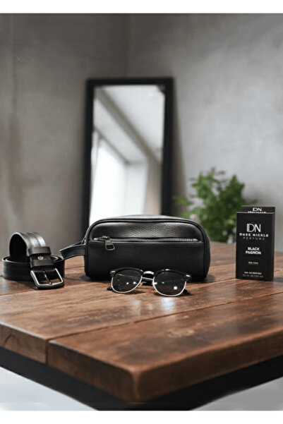 Duke Nickle Set cadou de lux și elegant pentru bărbați, cu geantă, curea, och...