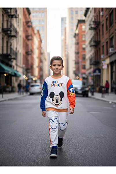 MİNİK MODA EVİ Mickey Mouse Baskılı Erkek Çocuk Eşofman Takımı – Renkli Uzun ...