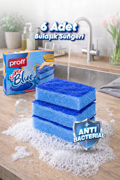 grimorlife 6 Adet Özel Dokulu Mavi Düz Bulaşık Süngeri – Özel Dokulu, Dayanık...