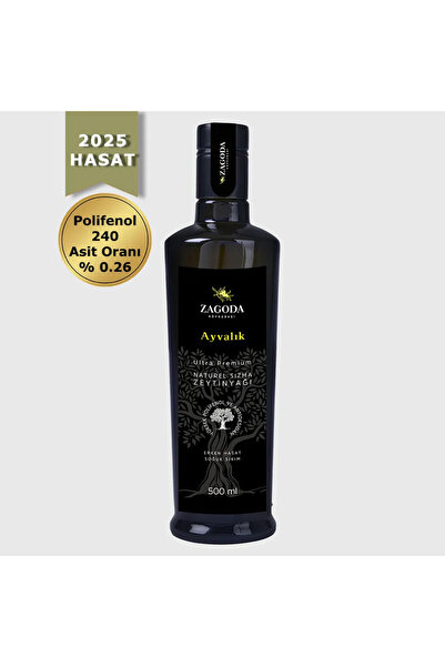 Zagoda Ayvalık Erken Hasat Soğuk Sıkım Cam Şişe Natürel Sızma Zeytinyağı 500 ml