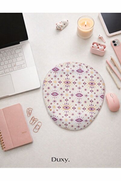 Duxy Nazar Boncuğu Bilek Destekli Mouse Pad, Kaymaz Taban, Ev Ofis ve Oyun iç...