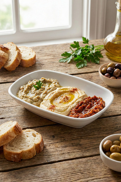 Külsan D3417.PW-Diamond 3'lü Beyaz Kayık Salata ve Meze Tabak Seti 17,2x12,3c...