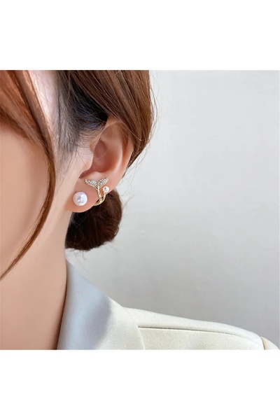 Glamluxe أقراط فاخرة بتصميم ذيل السمكة من الفولاذ