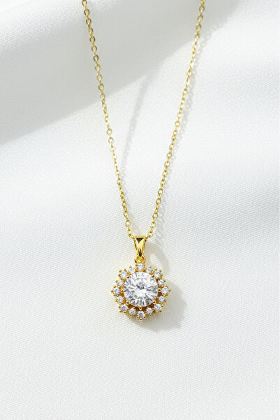 özgül takı ve tasarım Minimal Yuvarlak Model Zirkon Taşlı Paslanmaz Çelik Gol...