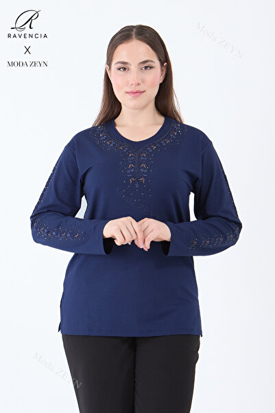 Ravencia Ženska bluza za srednje godine i starije Viskoza s prugastim cvetnim...