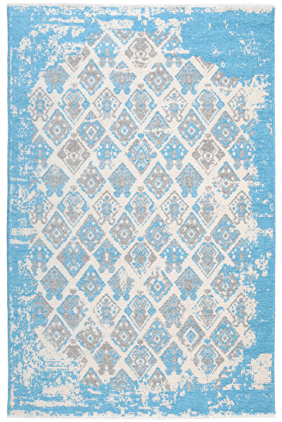 MYHOME HALI Moretti Side Gri Mavi Yıkanabilir Çift Taraflı Dokuma Modern Halı