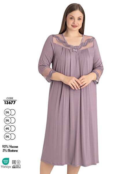 Cotpark Cămașă de noapte cu mânecă lungă din țesătură pieptănată din viscoză ...