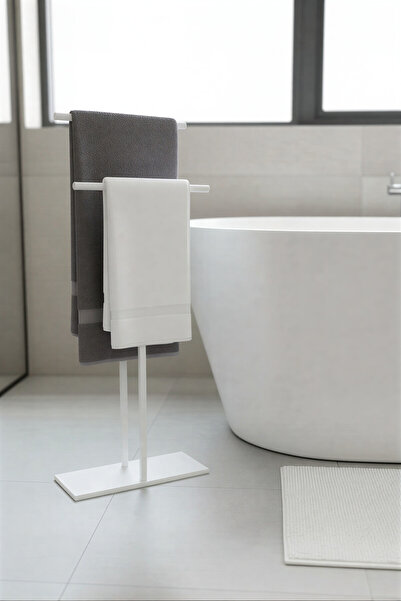 Grandmix Ayaklı Metal Banyo Havluluk Organizer 2 Bölmeli Havlu Askısı