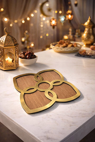 MUSK STORE Thin Square Wooden Presentation Plate – Nuts and Sweetness (22×22 cm)