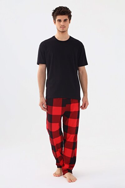 koza iç giyim Ανδρικό κοντομάνικο βαμβακερό κόκκινο καρό σετ πιτζάμες με θέμα...