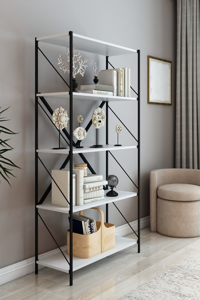 Mgr Office STONE 5 Raflı Dekoratif Kitaplık Çok Amaçlı Raf Sistemi Ofis Banyo...