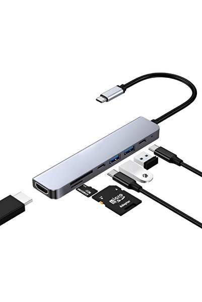 MTL Type-C 7in1 Hub Çoklayıcı | 4K UHD | 87W PD | USB 3.0 x2 | HDTV | SD/TF P...