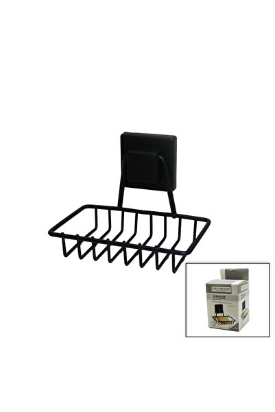 Go İthalat ЧЕРНА - МЕТАЛНА МАСИВНА КВАДРАТНА САПУНЕРКА СЪС СИЛНО ЛЕПИЛО 11X12...