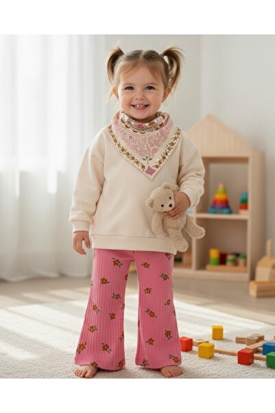 Ege Bebek Set de 3 piese șic sezonier pentru fetiță, cu eșarfă cu model etnic...