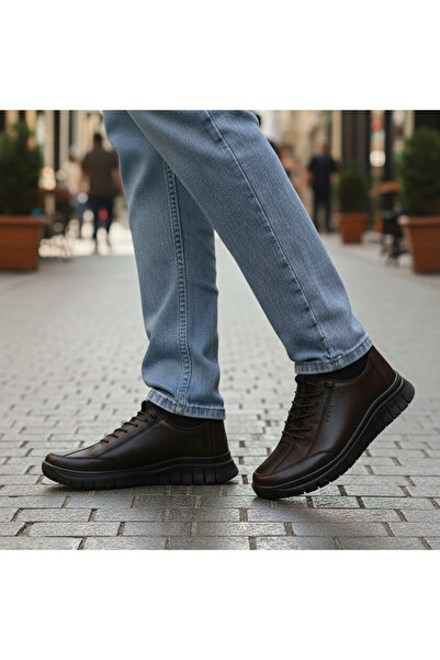 Derimoda حذاء نسائي من الجلد الطبيعي باللون البني