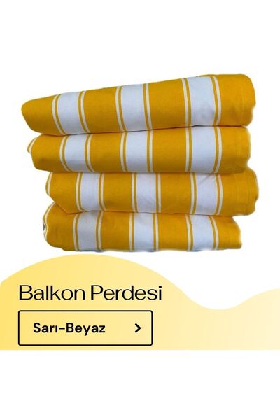 Görgülü Shop Korniş Düğmeli ve Bağcıklı Pamuklu Kumaştan Sarı Beyaz Balkon Pe...