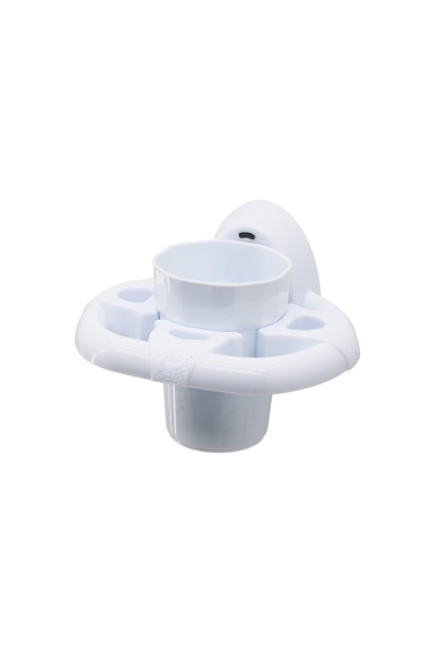 Go İthalat حامل فرشاة الأسنان من البلاستيك الأبيض اللاصق - مثبت على الحائط