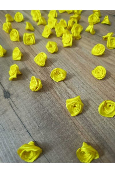 Esram Butik 50 Pieces of Satin Yellow Roses - Ornament Material for Wedding Birthday Bundles Henna Organization