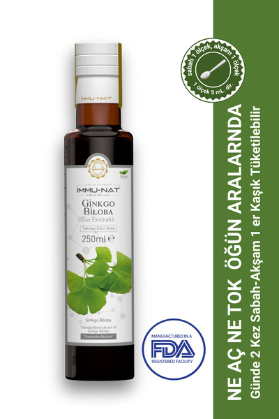 İmmu-Nat Ginkgo Biloba Bitkisel Sıvı Ekstraktı 250ml Takviye Edici Gıda - 2 Adet
