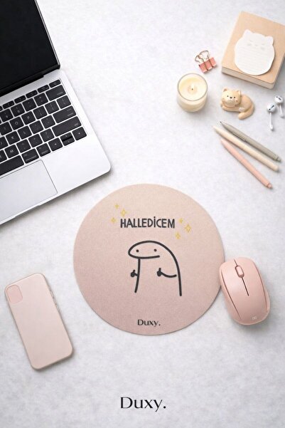 Duxy Espirili Kauçuk Mouse Pad, 19 cm, Kaymaz Taban, Ev Ofis Oyun için Rahat ...