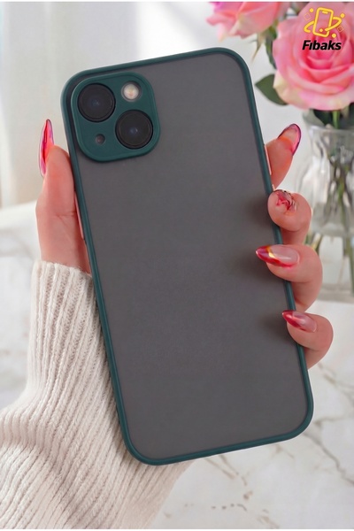 Fibaks حافظة آيفون 13 شفافة غير لامعة مع حماية للكاميرا وأزرار ملونة