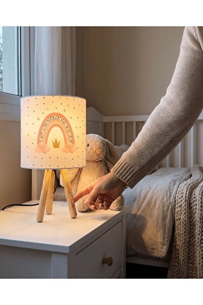Talia Home Gökkuşağı Desenli Çocuk Odası Abajur Masa Lambası TLAB-305