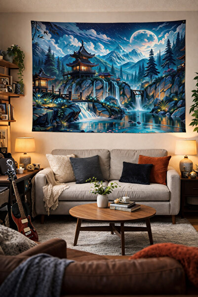 Vendini Estetik Japon Manzarası Duvar Örtüsü Duvar Halısı Wall Tapestry