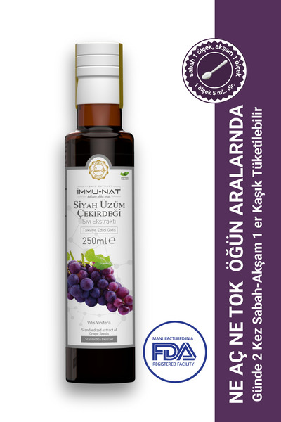 İmmu-Nat Siyah Üzüm Çekirdeği Sıvı Ekstraktı 250ml - Vitamin ve Mineral İçere...