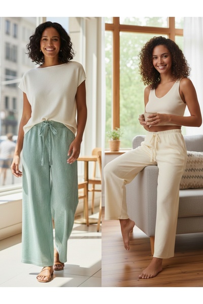 trendmodaal بنطلون رياضي بنمط طريق مائي مزدوج بدون جيوب