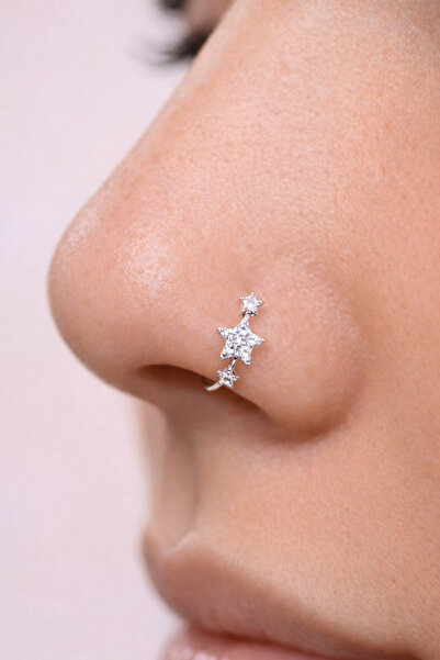 Sacce Scarves&Accessories Sıralı Yıldız Figürlü Gümüş Hızma 925 Mini Üç Yıldı...