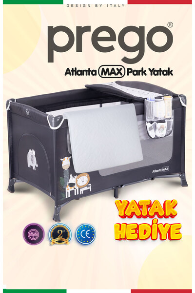 Prego Atlanta Max Alt Açma Üniteli Park Yatak Oyun Parkı Beşik 70*120 Cm Yatak