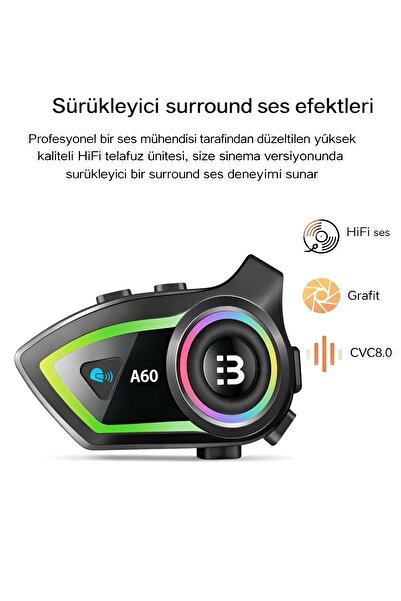 DEANB 60 IP67 Su Geçirmez Bluetooth 5.3 Motosiklet Kask İnterkom Kulaklık HD ...