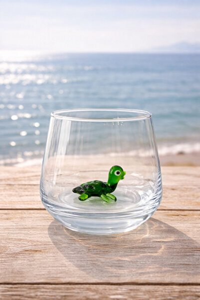 ADAMODART Caretta Sea Turtle Figured Handmade Single Water Cup - green