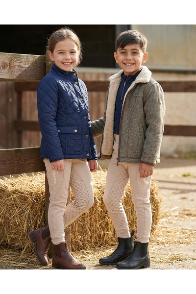 GALLOPRISE Binicilik Pantolonu Çocuk At Desenli Full Silikon Bej - 7-8 Yaş