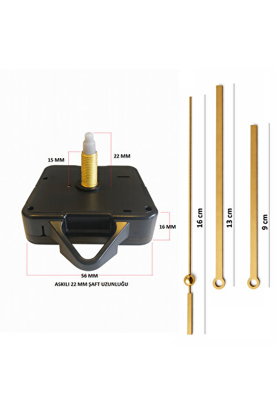 EXİZ TİCARET Saat Mekanizması, Akar Sessiz Duvar Saat Mekanizması 22 mm Askıl...
