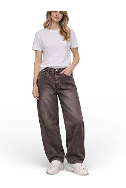 FlexiFit Bakır Tint Baggy Yıkamalı Toka Detaylı Bol Kesim-Geniş Paça Jean Kot...