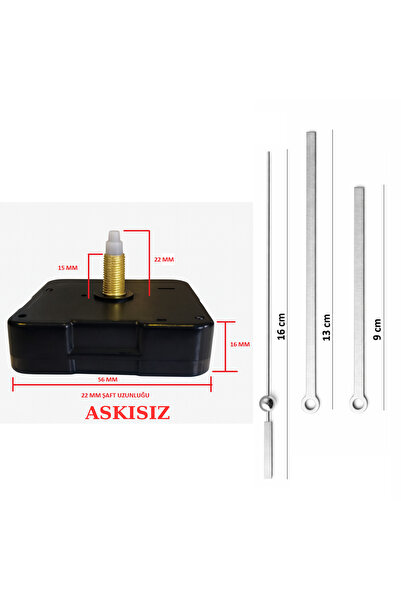 EXİZ TİCARET Saat Mekanizması, Akar Sessiz Duvar Saat Mekanizması 22 mm Askıs...