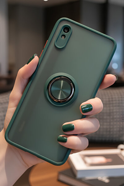 Hatreds Xiaomi Redmi 9A İçin Kamera Korumalı Yüzüklü Kılıf - Leke Tutmaz Mat ...