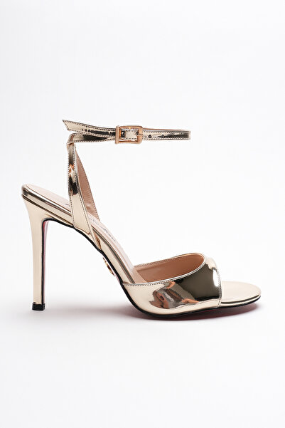 Ayakkabı Ateşi Pantofi cu toc cu bandă subțire pentru damă Livora Gold Mirror