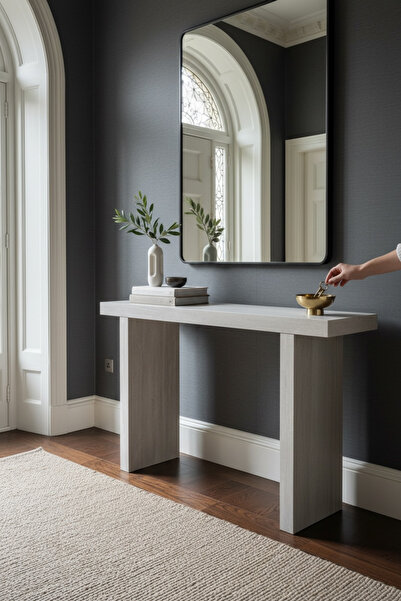 Çakır ahşap mobilya Modern mdflam traverten giriş antre dresuar konsol 125x30