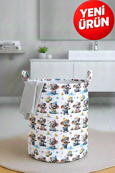 Paris Home Fil Baskılı Katlanır Kirli Çamaşır ve Çocuk Oyuncak Sepeti – Çok A...