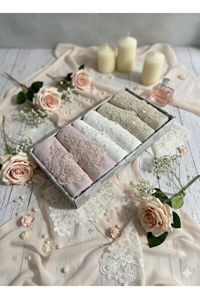 EvimSoft Güpürlü Saten İşlemeli Kutulu Lüks Çeyizlik 30x50 CM Mutfak ve Banyo...