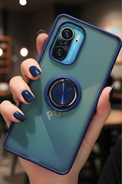 Hatreds Xiaomi Redmi K40 İçin Kamera Korumalı Yüzüklü Kılıf - Leke Tutmaz Mat...