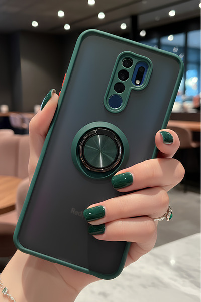 Hatreds Xiaomi Redmi 9 İçin Kamera Korumalı Yüzüklü Kılıf - Leke Tutmaz Mat v...