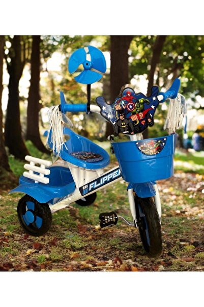 Fiesta Mavi 3 Tekerli YUMUŞAK MİNDERLİ PERVANELİ PÜSKÜLLÜ Çocuk bisikleti 202...