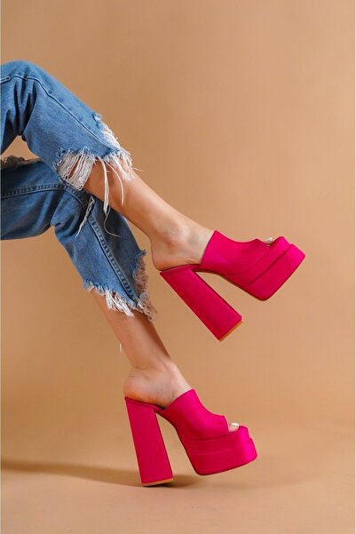 Ayakkabı Ateşi Pantofi dama cu platforma din piele intoarsa fuchsia Victoria